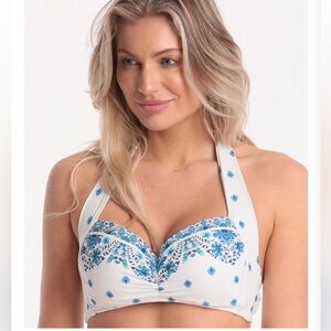 La Vie En Rose Blue and White Bikini Top